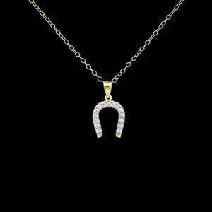 BRAND NEW 14K SOLID GOLD HORSESHOE PENDANT.
